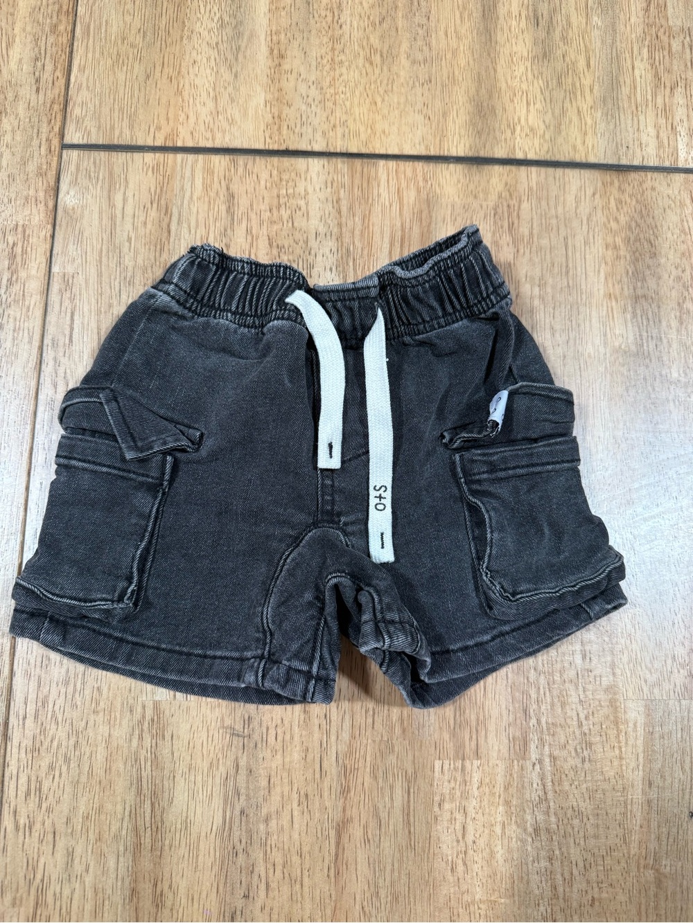 Kids' Black Cargo Shorts with Drawstring Waist